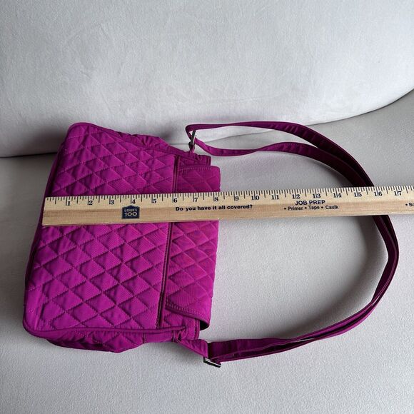 VERA BRADLEY Medium Flap Crossbody Messenger Bag Fuchsia Vivid Pink Quilted Poly - Picture 7 of 9